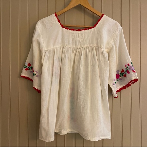 Designer “La Marina” Embroidered Mexican Blouse By Siren 10% Cotton Women’s M-L - Picture 6 of 9